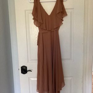 Flowy, high low, midi dress. Terra cotta color, size: US 2